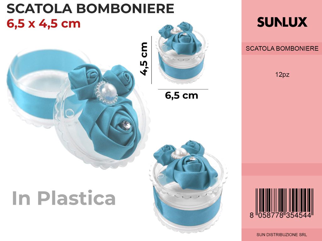 Scatola Bomboniere Celeste Rotonda 6.5*4.5CM