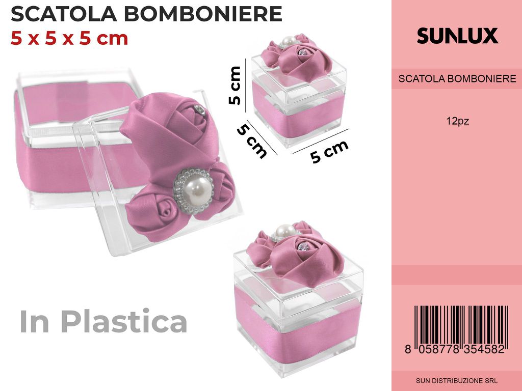 Scatola Bomboniere Rosa Quadrata 5*5*5CM