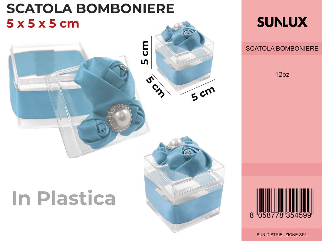 Scatola Bomboniere Celeste Quadrata 5*5*5CM
