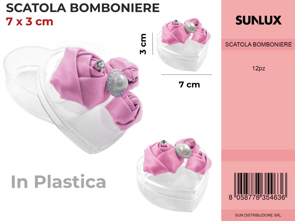 Scatola Bomboniere Rosa Cuore 7*3CM