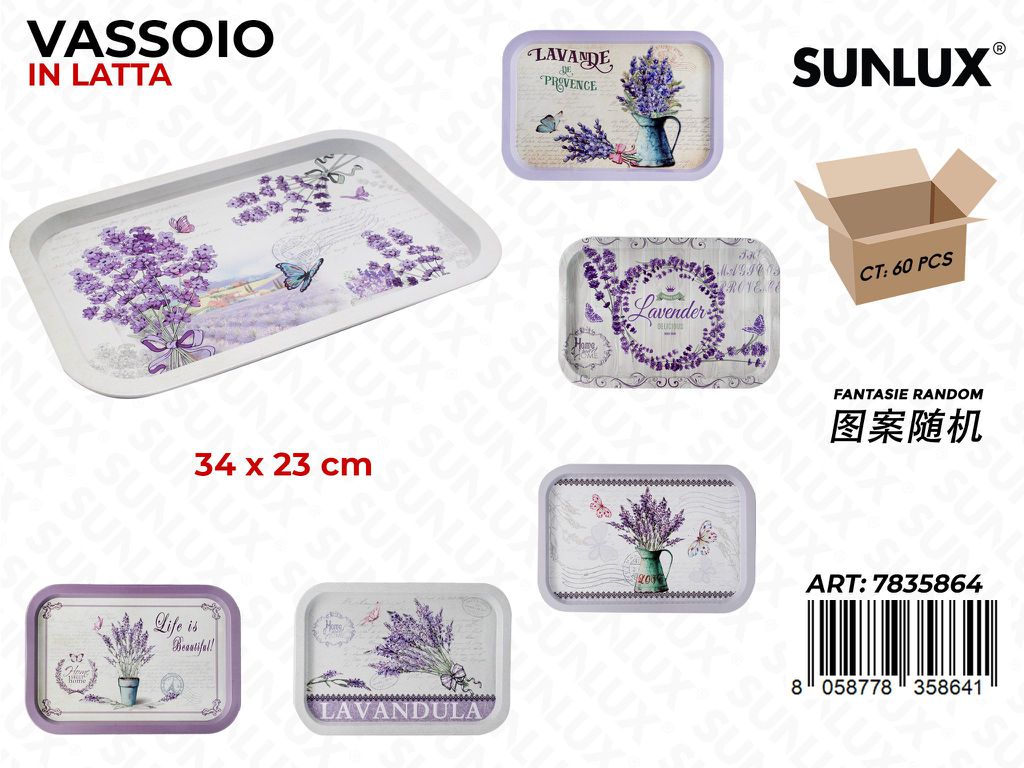 Sunlux Vassoio in Latta Lavander 34*23CM