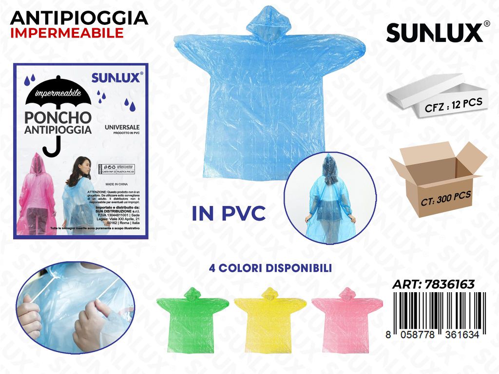 Impermeabile Trasp. Antipioggia Col. Ass. Univ. /Pz da 20/12