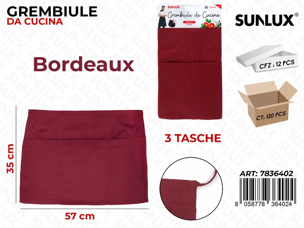 Grembiule da Cucina Bordeaux 3 Tasche 57*35CM