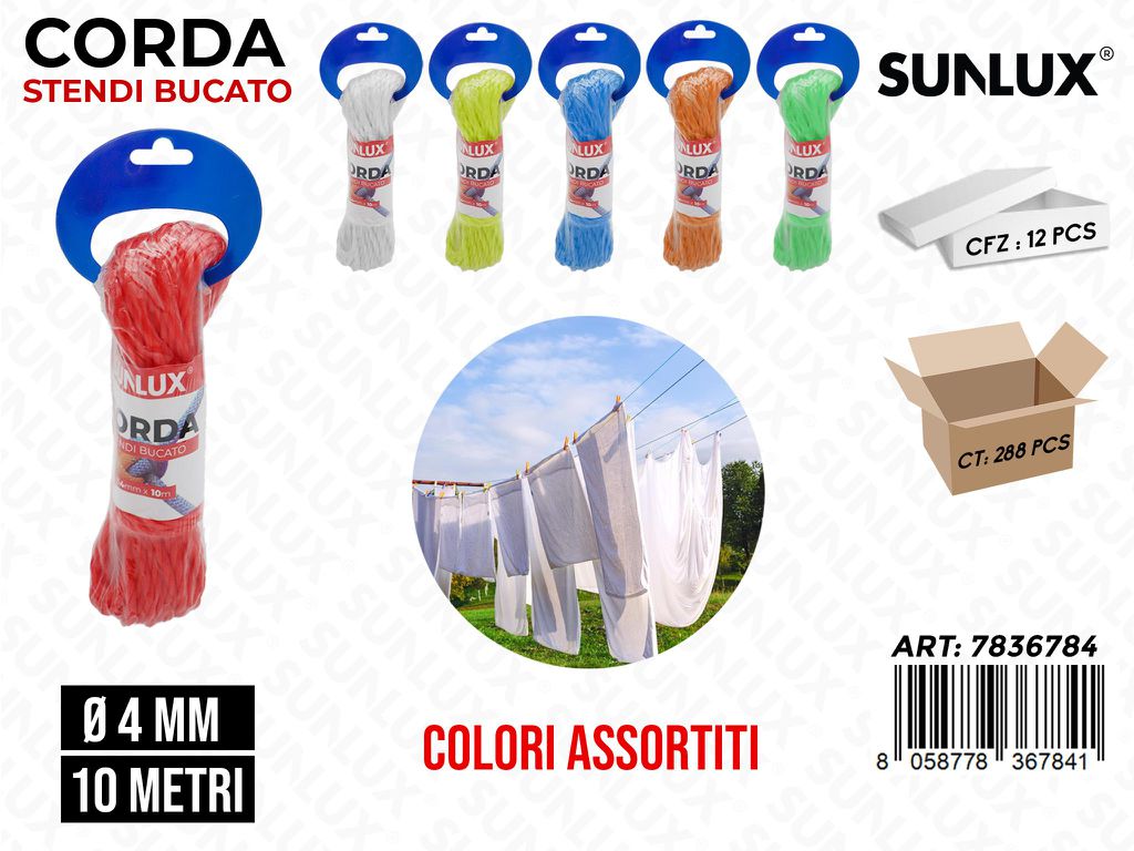 Sunlux Corda Stendibucato Ass. 4MM*10MT
