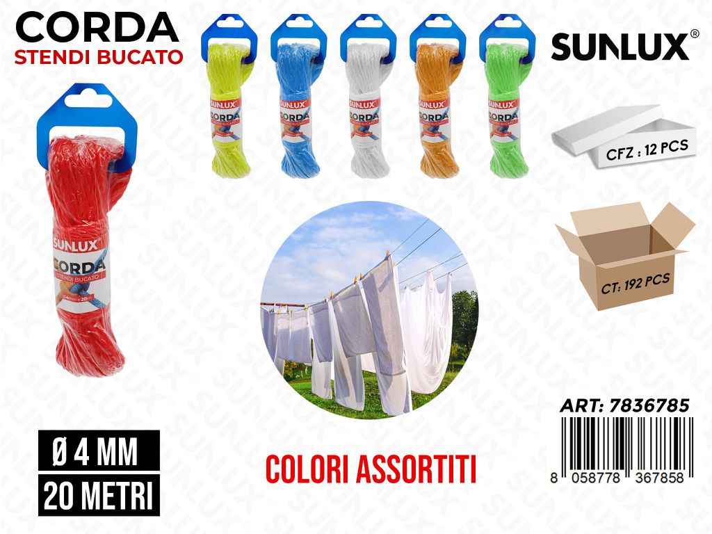 Sunlux Corda Stendibucato Ass. 4MM*20MT