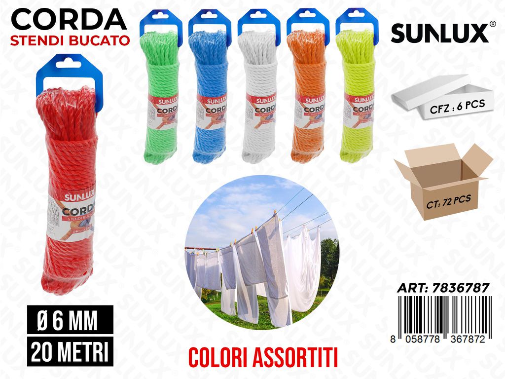 Sunlux Corda Stendibucato Ass. 6MM*20MT