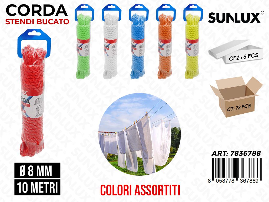 Sunlux Corda Stendibucato Ass. 8MM*10MT