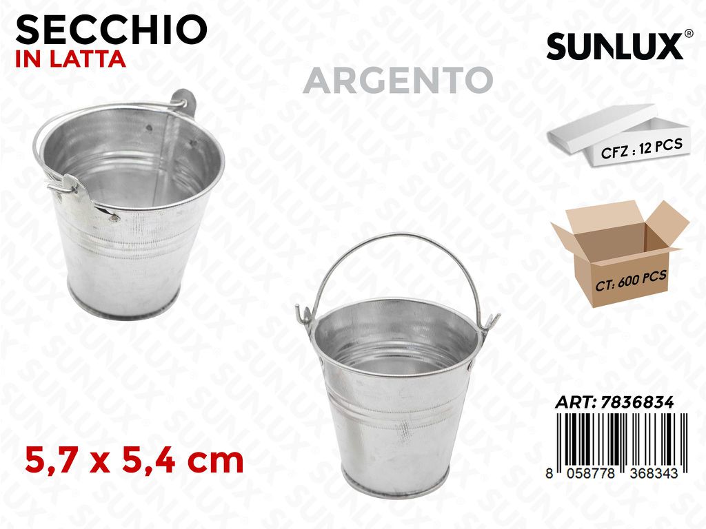 Secchio in Latta Argento 5.7*5.4CM