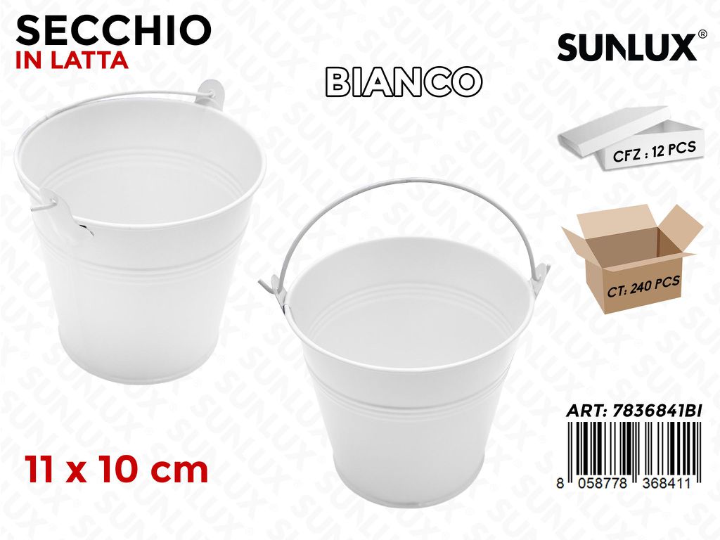 Secchio in Latta Bianco 11*10 Cm