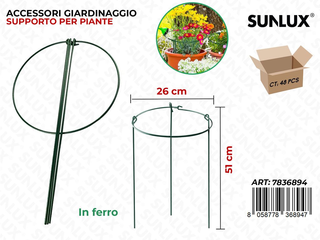Sunlux Supporto Piante in Ferro 51*26CM