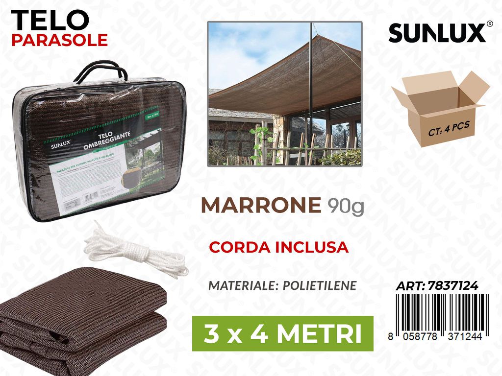Sunlux Telo Ombreggiante Marrone 3*4MT 90G