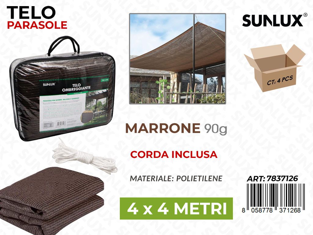 Sunlux Telo Ombreggiante Marrone 4*4MT 90G