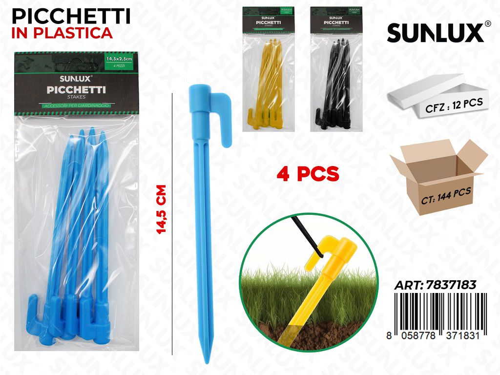 Sunlux Picchetto in Plast. Ass. 4PCS 14.5CM