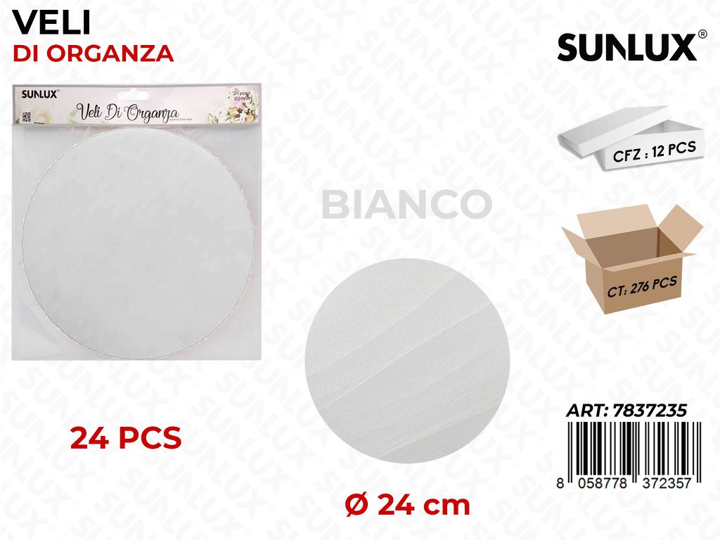 Veli di Organza D.24 Bianco 24PCS