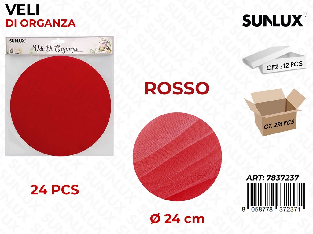 Veli di Organza D.24 Rosso 24PCS