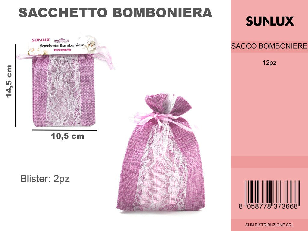 Sacchetto Bomboniera Rosa 2PCS 10.5*14.5CM