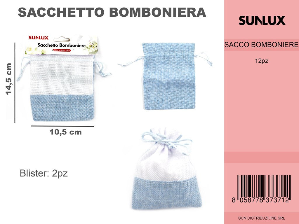 Sacchetto Bomboniere 2PC 105X14.5 Celeste/Pz da 12CFZ