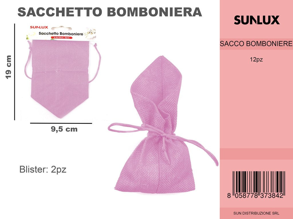Sacchetto Bomboniere 2PC 9.5*19CM Rosa/Pz da 12CFZ