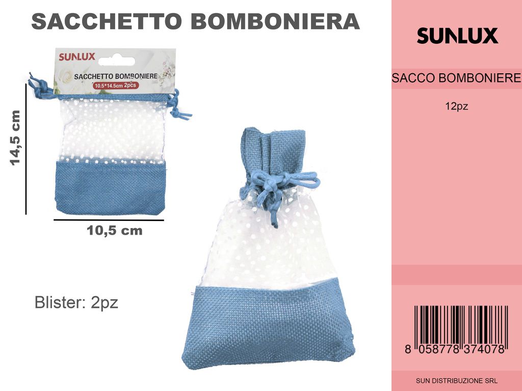 Sacchetto Bomboniere Celeste 2PC-10.5*14.5CM