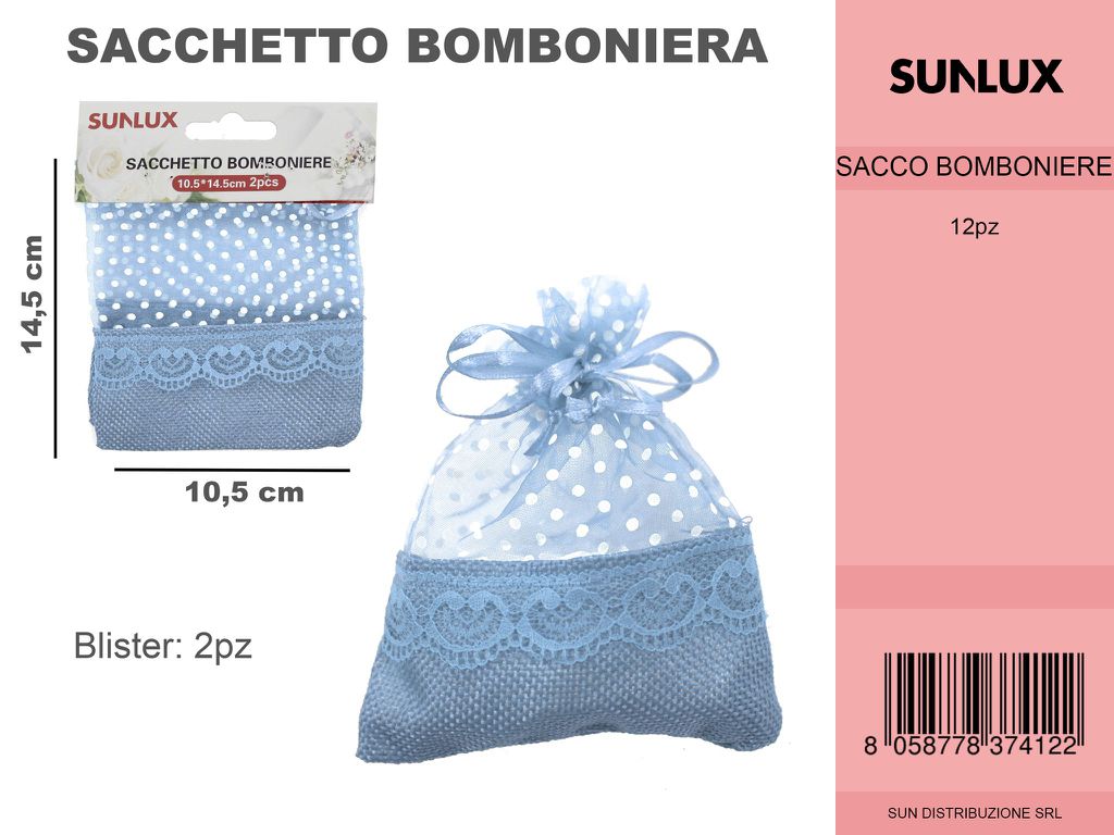 Sacchetto Bomboniere Celeste 2PC-10.5*14.5CM