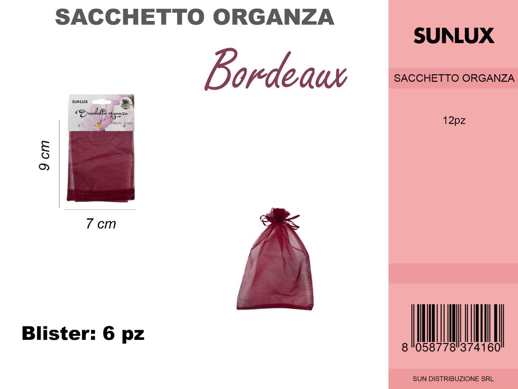 Sacchetto di Organza Bordeaux 6PC- 7*9CM