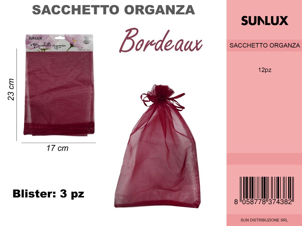 Sacchetto di Organza Bordeaux 3PC-17*23CM