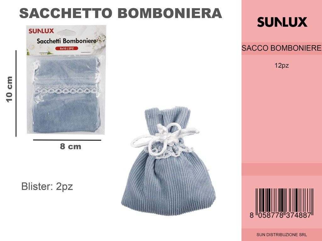Sacchetto Bomboniere Celeste 2PC-8*10CM
