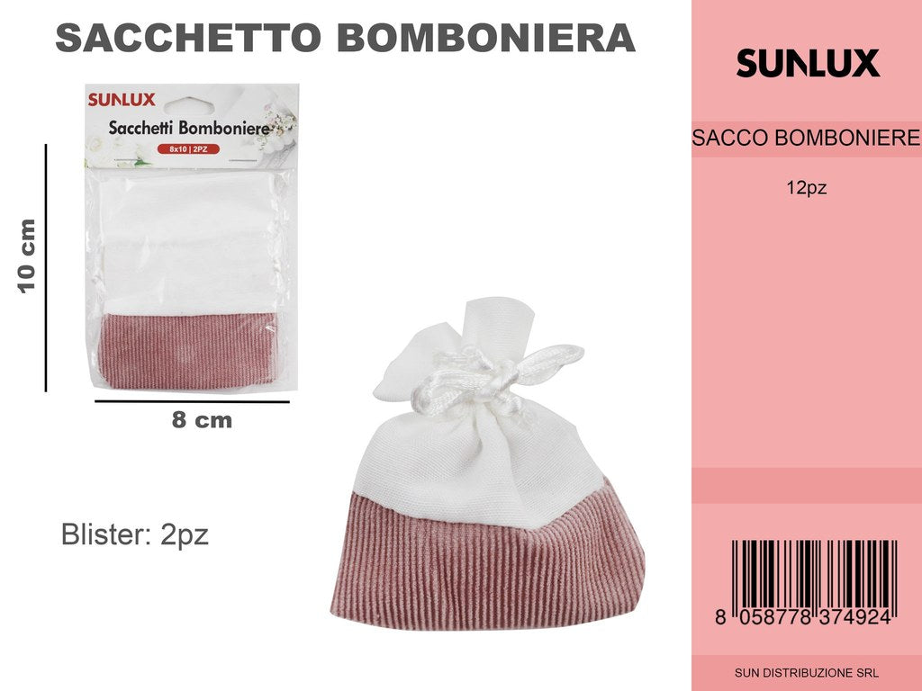 Sacchetto Bomboniere Righe ROSSE2PC-8*10CM