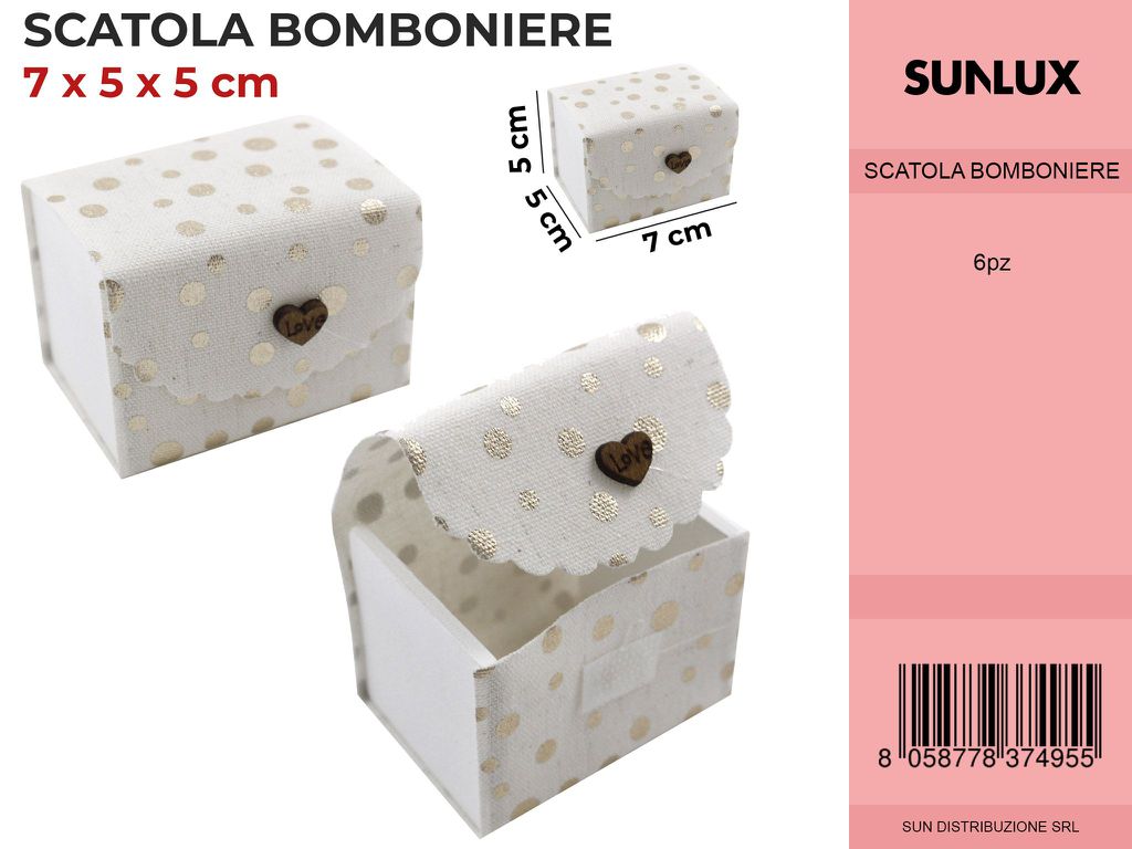 Scatola Bomb. Pois Oro con Cuore 7*5*5CM