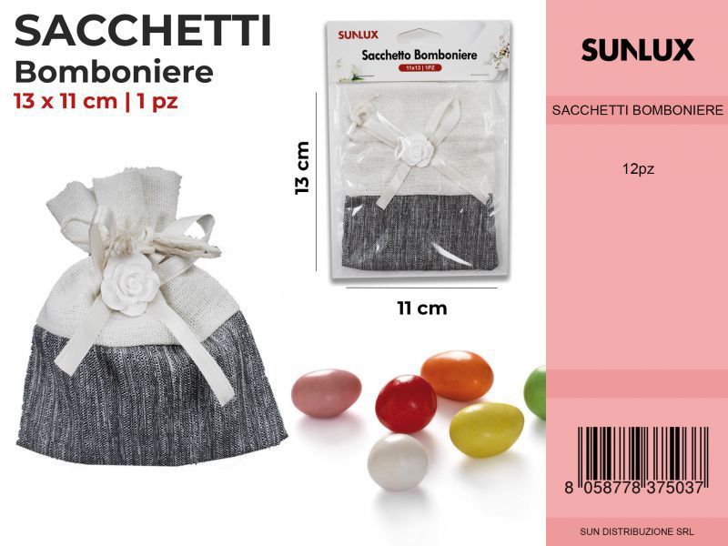 Sacchetti Bomb. Bianco-nero c/ Cuore 11*13CM