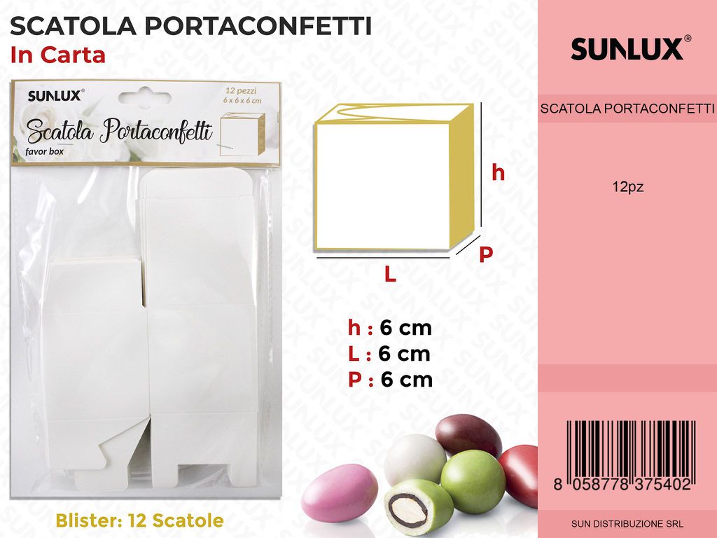 Scatole Porta Confetti 12PCS- 6*6*6CM