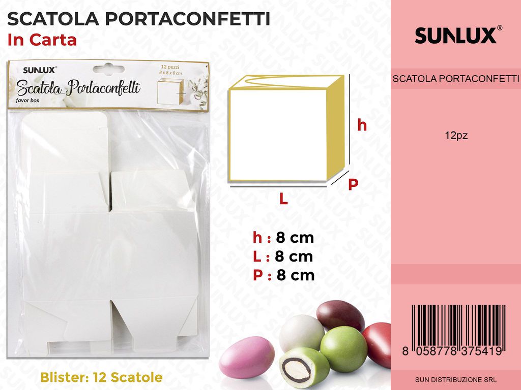 Scatola Bomboniere Carta 12PCS 8*8*8CM