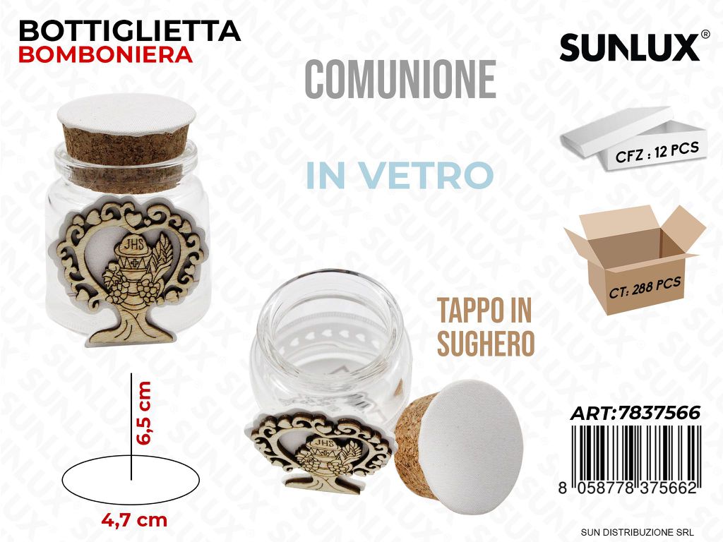 Bottiglietta Bomb. Comunione Vetro D. 4.7*6.5CM
