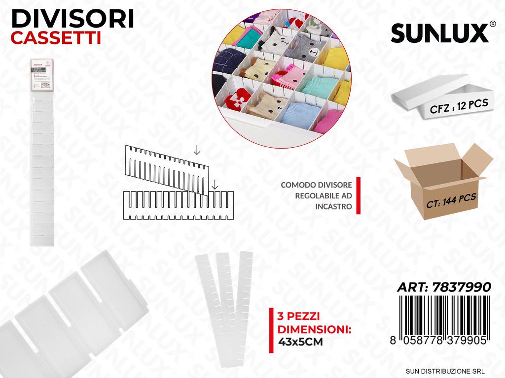 Divisori per Cassetti Bia. 3PCS 43*5CM