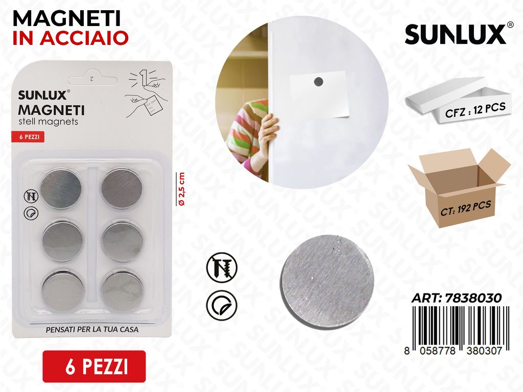 Magneti in Acciaio Rotondi 6PCS 2.5CM