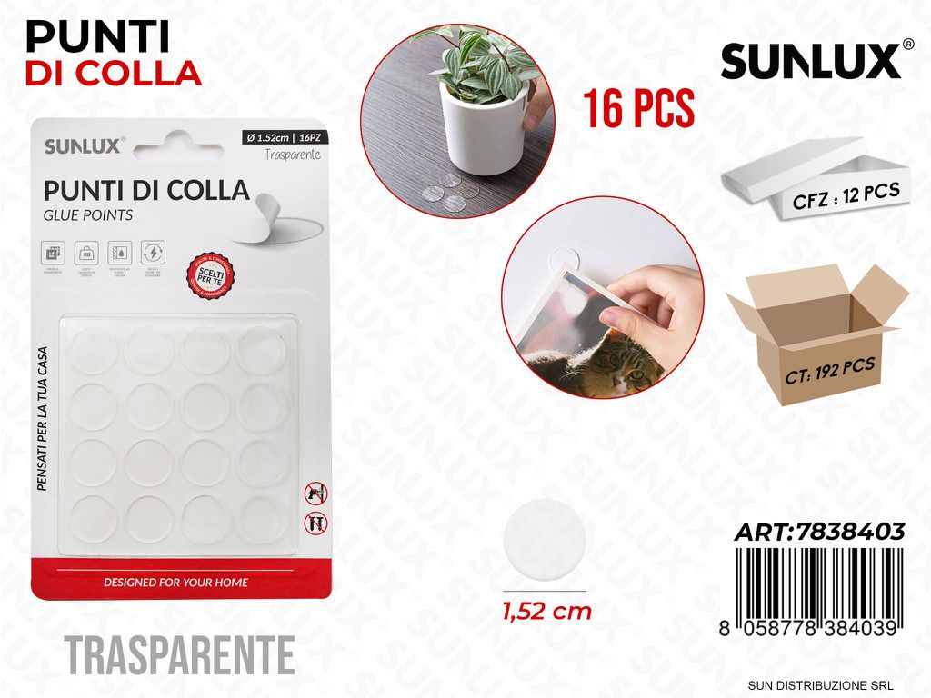 Punti di Colla Trasp. 16PCS D.1.52CM