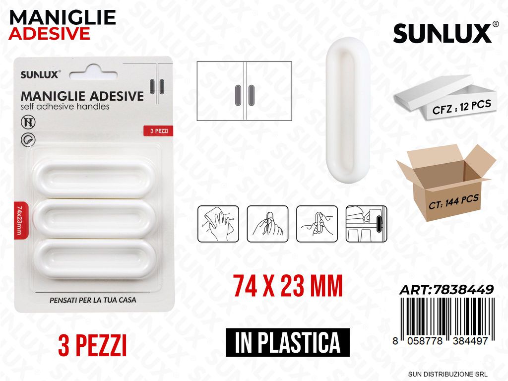 Maniglie Adv in Plast. 3 Pcs 74*23MM