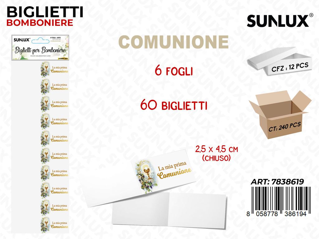 Sunlux Biglietti Bomb.comunione 6FF 60PCS