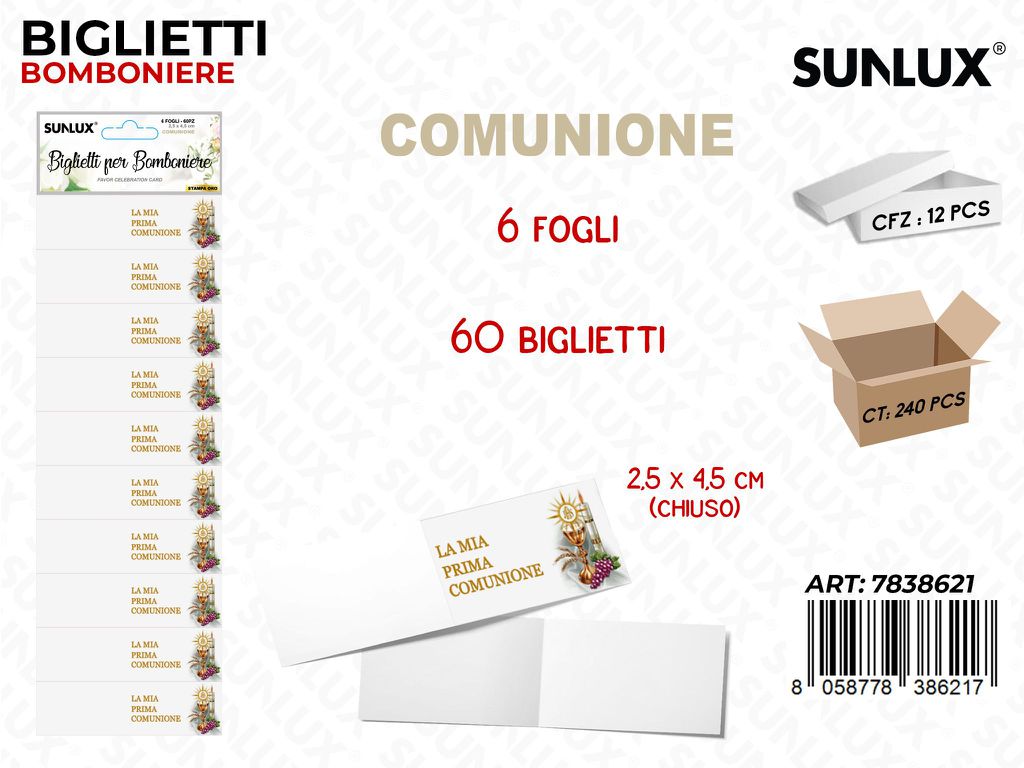 Sunlux Biglietti Bomb.comunione 6FF 60PCS