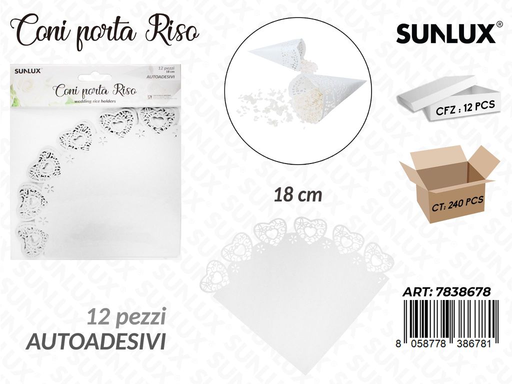 Sunlux Coni Porta Riso Autoadv. 12PCS 18CM/ Pz da 12
