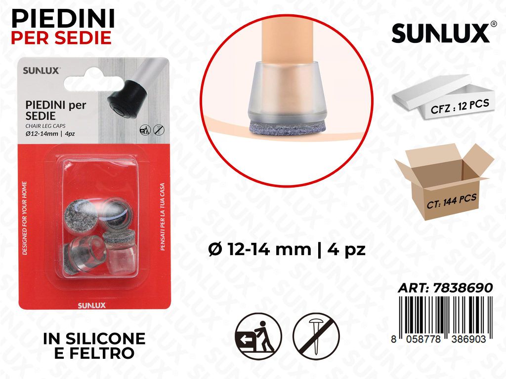 Sunlux Piedini Sedie Silic. Feltro 4PCS 12*14MM