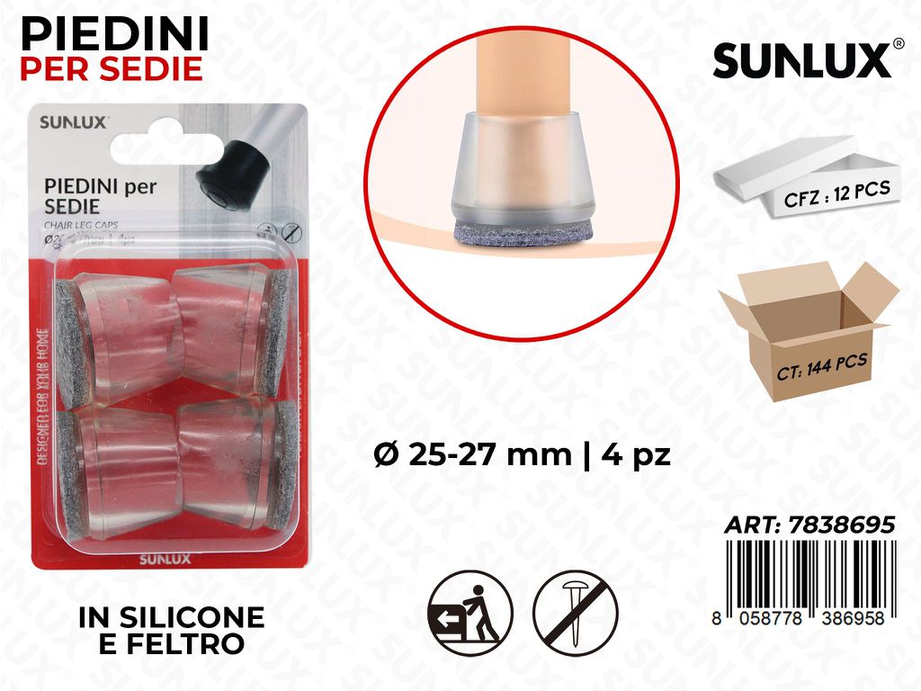 Sunlux Piedini Sedie Silic. Feltro 4PCS 25-27MM