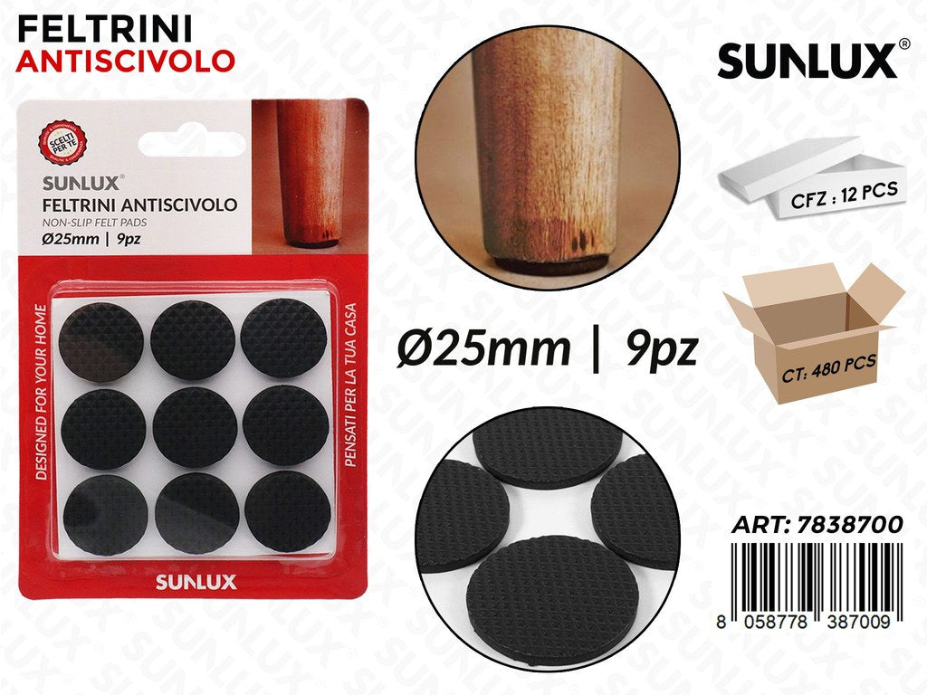 Sunlux Feltrini Antiscivolo 9PCS D.25MM