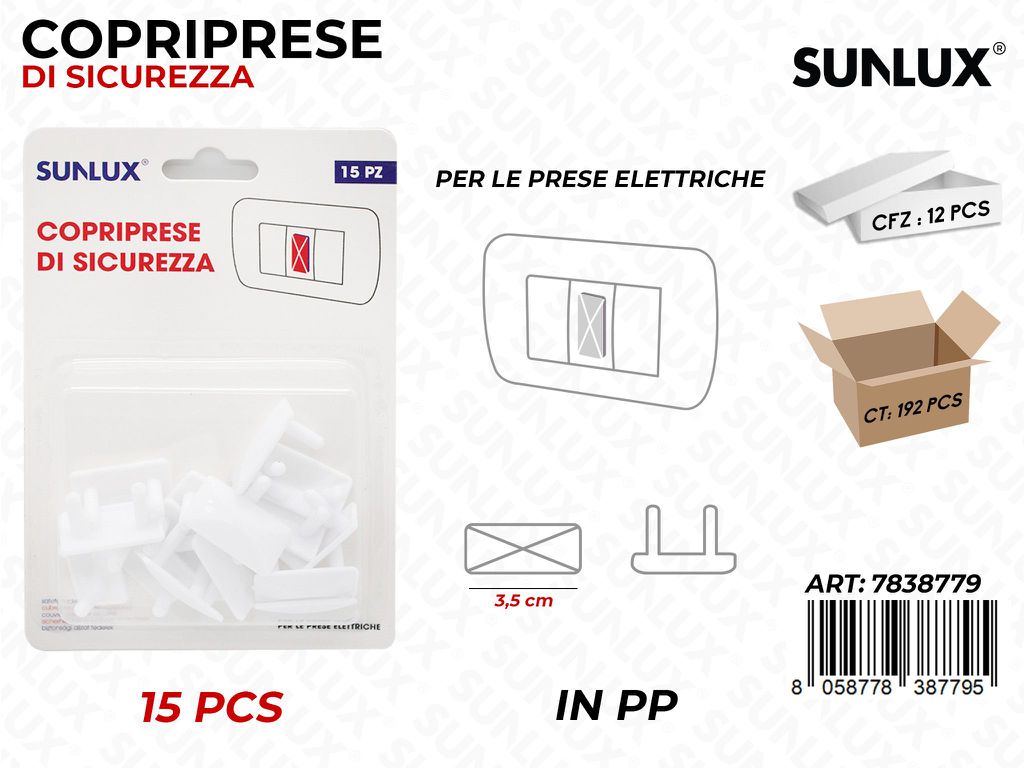 Sunlux Copriprese di Sicurezza 15PCS 3.5CM