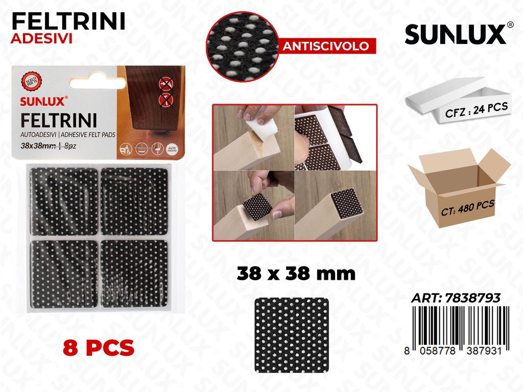 Sunlux Feltrini Adv 8PCS 38*38MM