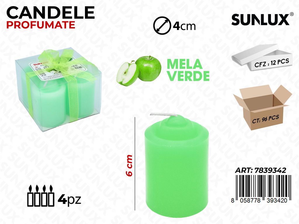 Candele Profumate Mela Verde 4PCS 6*4CM
