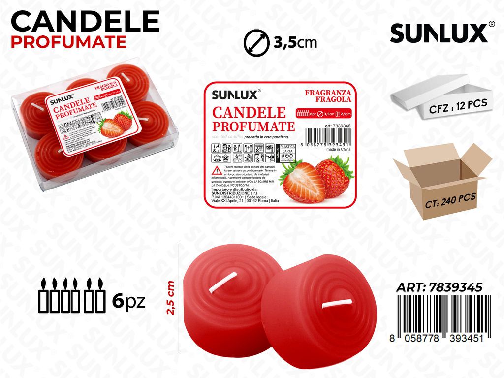 Candele Profumate Fragola 6PCS 2.5*3.5CM