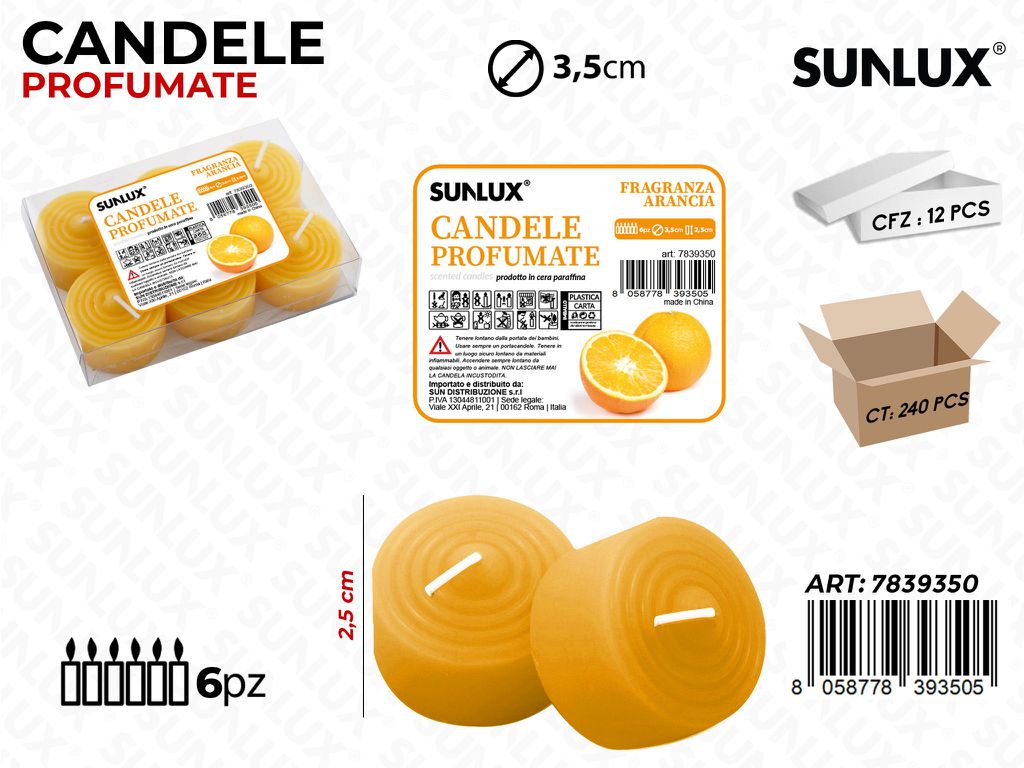 Candela Profumata Arancia 6PSC /Pz da 12CFZ