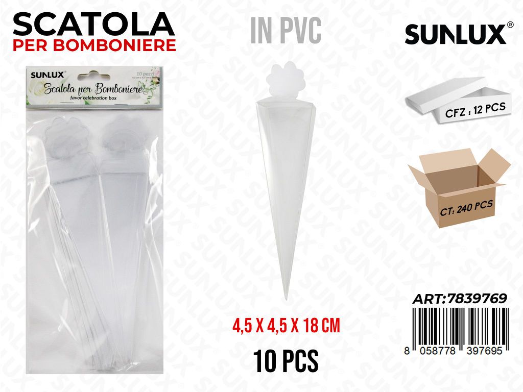 Scatola Bomboniere in Pvc 10PCS 4.5*4.5*18CM