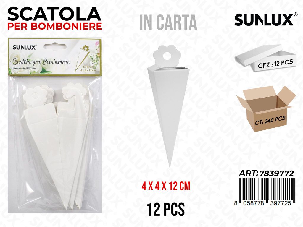 Scatola per Bomb. Bia. 12PCS 4*4*12CM